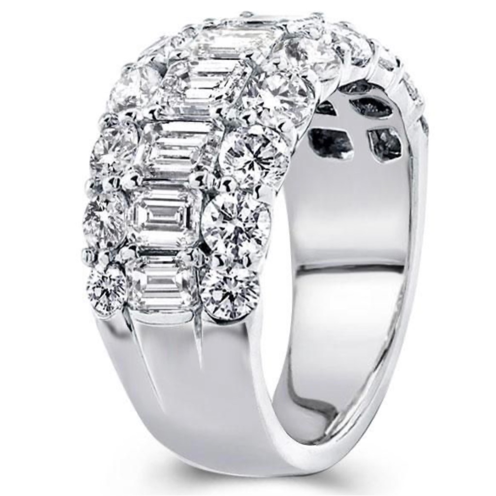 Italo Triple Row Half Eternity Wedding Band